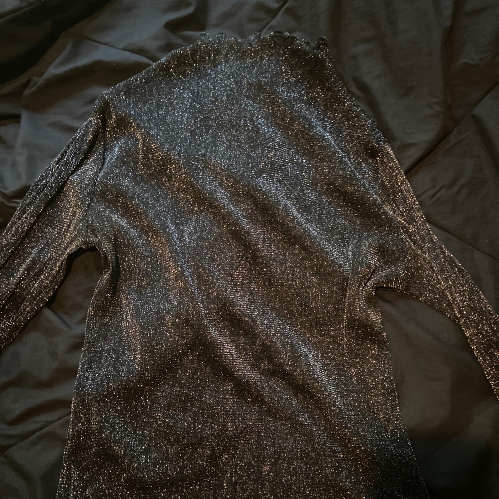 Ladies black/silver sheer long sleeve